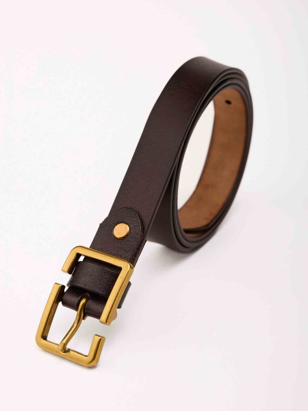Ремень из натуральной кожи классический, коричневый