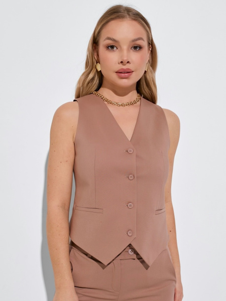 Жилет женский классический из хлопка, кофейный
