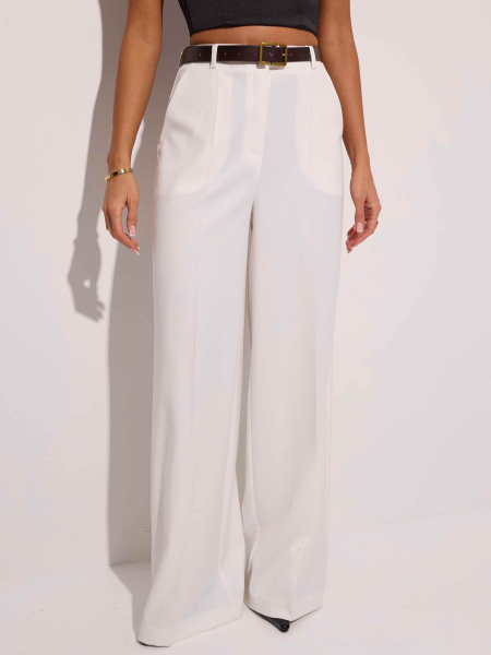 Брюки-палаццо женские из вискозы со стрелками, белые