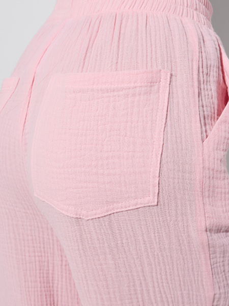 Летние брюки свободного кроя из муслина, светло-розовые