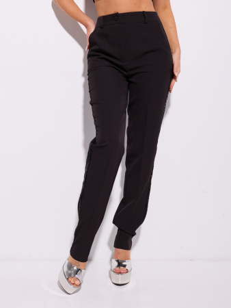 Брюки женские зауженные с лампасами из пайеток