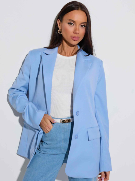 Жакет женский оверсайз из вискозы, голубой