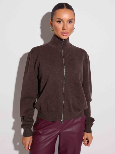 Джемпер на молнии, темный шоколад 