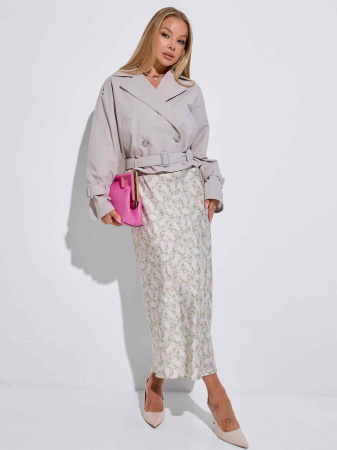 Женский укороченый тренч, серый