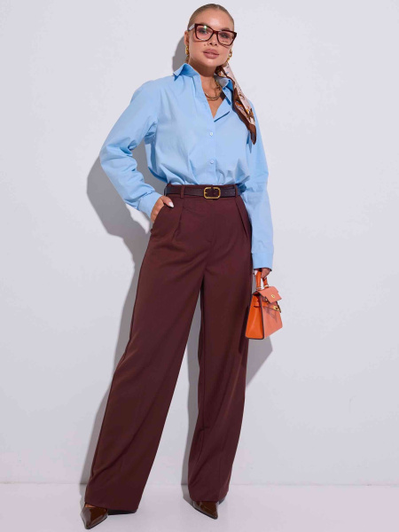 Брюки-палаццо классические из вискозы, коричневые