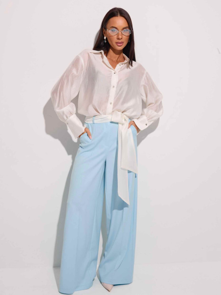 Брюки-палаццо женские из вискозы со стрелками, светло-голубые