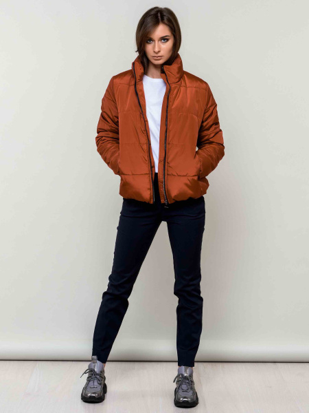 Куртка женская короткая, терракотовая