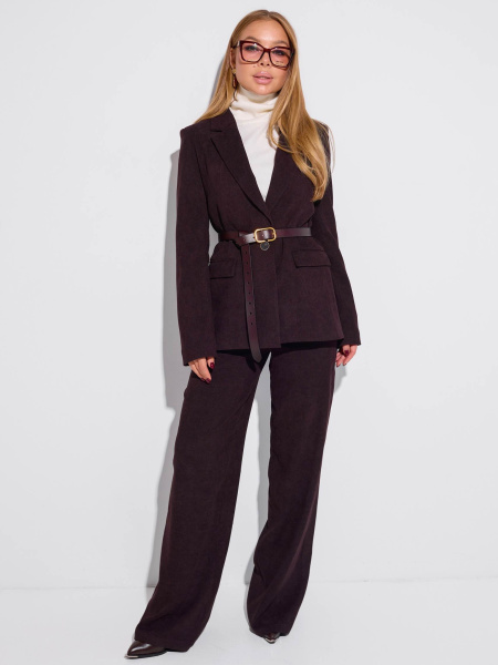 Брюки свободного кроя из вельвета, горький шоколад 
