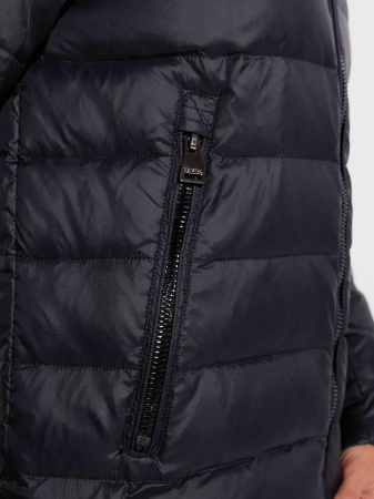 Женский пуховик прямого силуэта с капюшоном, черный