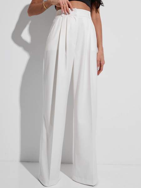 Брюки-палаццо женские из вискозы с защипами, белые