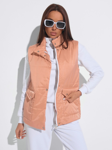 Жилет женский утепленный, персиковый