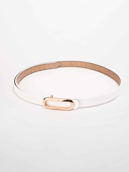 Ремень кожаный с овальной пряжкой, белый