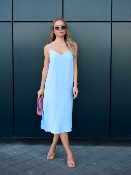 Платье женское комбинация, голубое