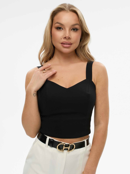 Топ женский классический укороченный из хлопка, черный Топ женский классический укороченный из хлопка, черный