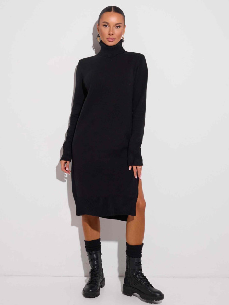 Платье трикотажное оверсайз, черно-серое