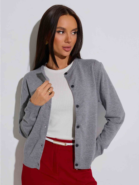 Кардиган с круглой горловиной, серый