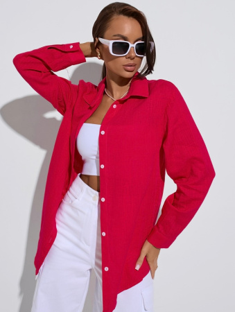 Рубашка женская льняная, фуксия