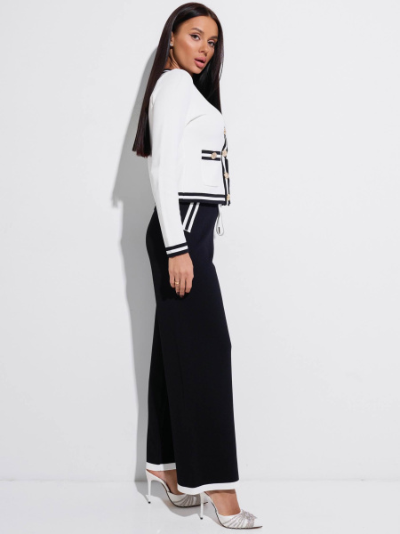 Костюм женский трикотажный с брюками, черно-белый