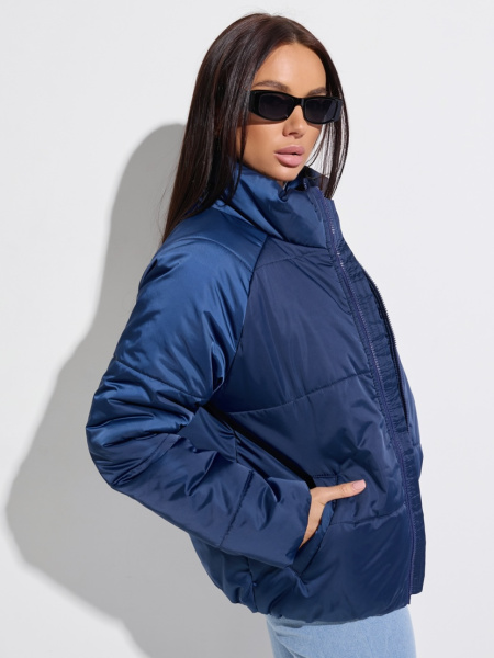 Куртка женская короткая демисезонная, темно-синяя