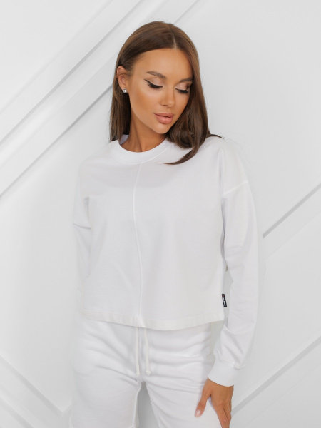 Свитшот женский со спущенной проймой рукава, белый