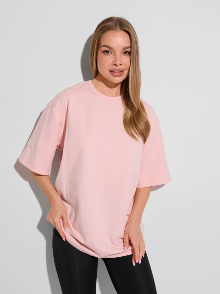 Футболка женская оверсайз, светло-розовая