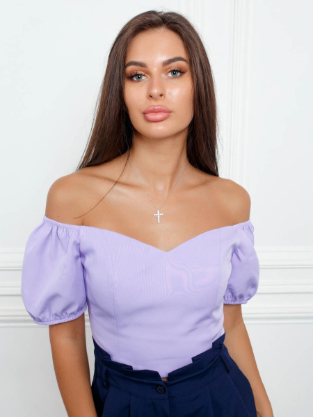 Топ женский с рукавами-фонариками, сиреневый