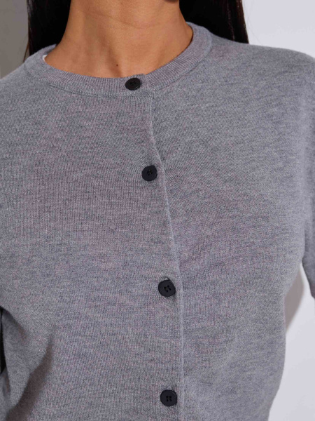 Кардиган с круглой горловиной, серый
