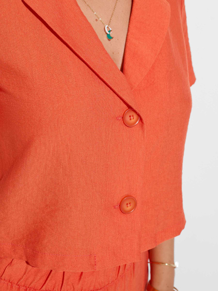 Блузка женская укороченная из вискозы, оранжевая