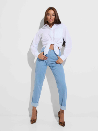 Рубашка женская с накладным карманом хлопковая, белая