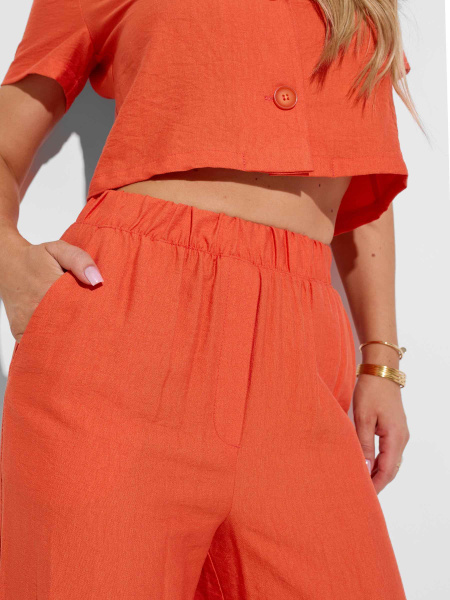 Брюки-палаццо женские из вискозы на резинке, оранжевые
