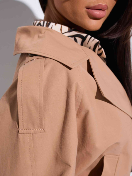 Женский укороченый тренч, темно-бежевый