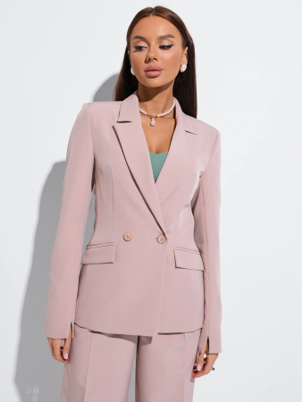 Жакет женский приталенный двубортный, темно-бежевый