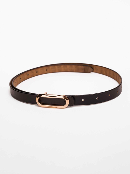 Ремень кожаный с овальной пряжкой, черный