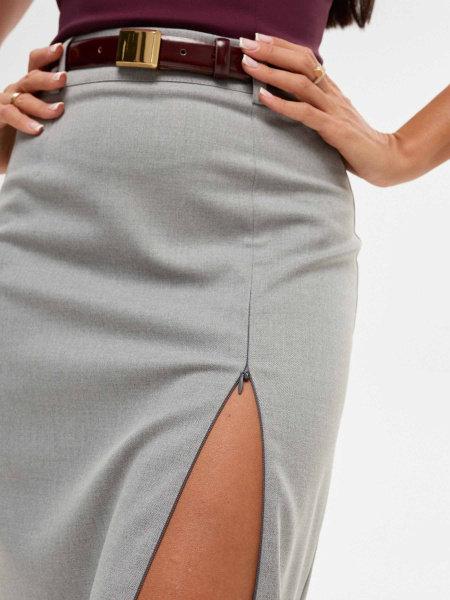 Юбка-миди классическая с разрезом на молнии