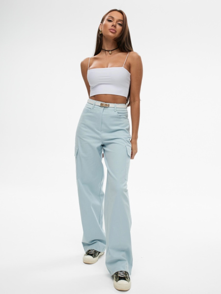 Брюки-карго женские, голубые