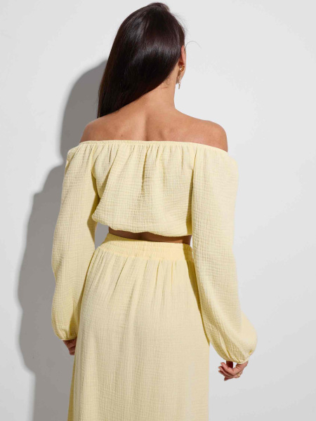 Топ летний из муслина с длинными рукавами, желтый