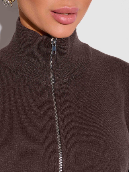 Джемпер на молнии, темный шоколад 