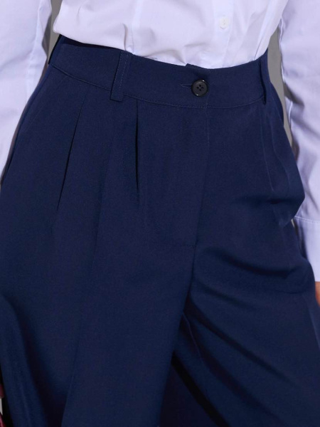 Брюки-палаццо женские с высокой посадкой, темно-синие