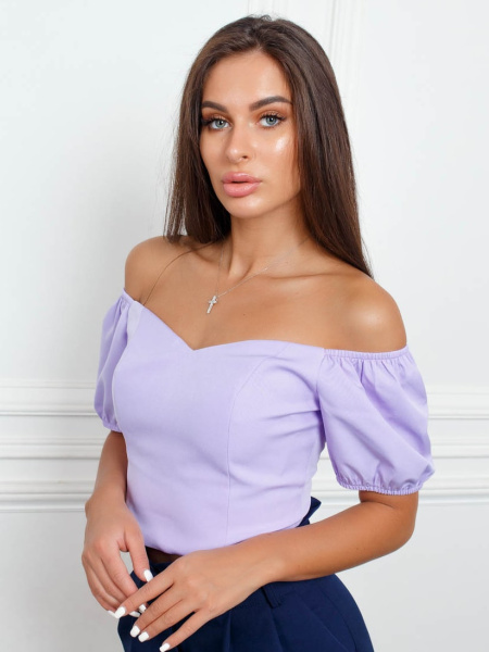 Топ женский с рукавами-фонариками, сиреневый