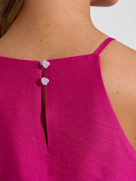 Платье мини летнее на бретельках, фуксия