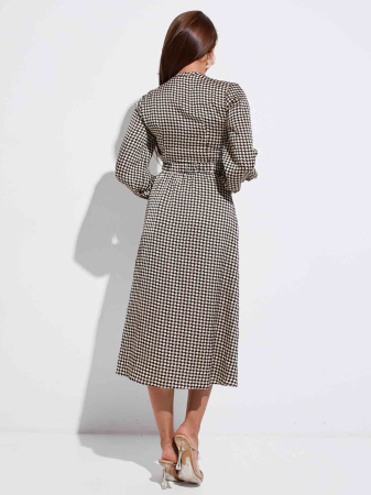 Блузка женская укороченная с завязками, бежево-черная