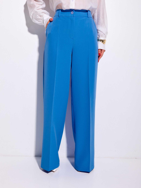 Брюки-палаццо женские классические, ярко-голубые