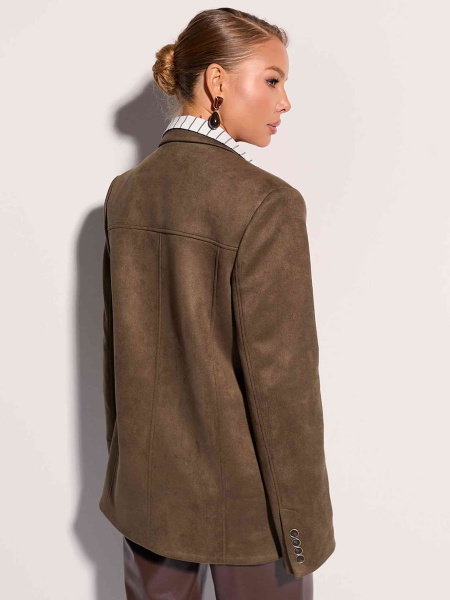 Жакет оверсайз из экозамши, оливковый 