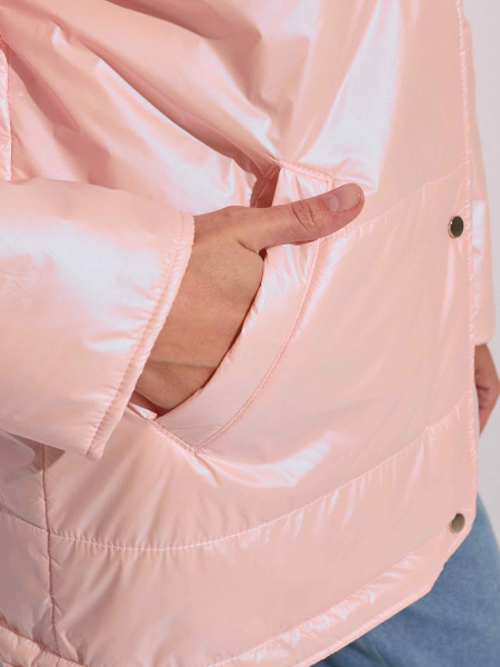 Куртка демисезонная c круглой горловиной, розовый жемчуг 