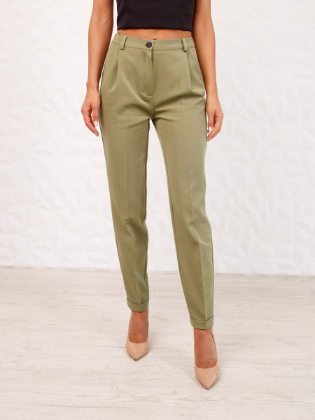 Брюки женские офисные классические, оливковые