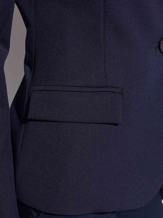 Жакет женский приталенный с воротником-стойкой, темно-синий