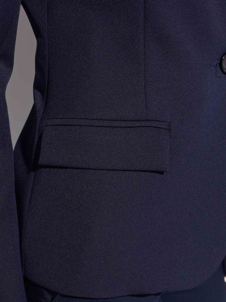 Жакет женский приталенный с воротником-стойкой, темно-синий