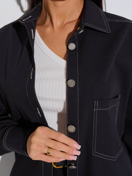 Куртка-рубашка оверсайз удлиненная, черная