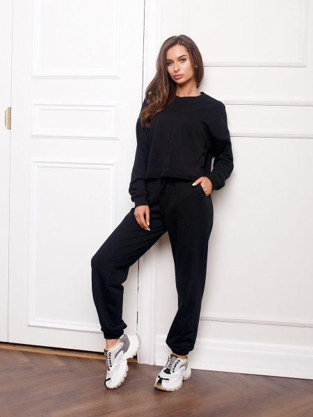 Свитшот женский со спущенной проймой, черный