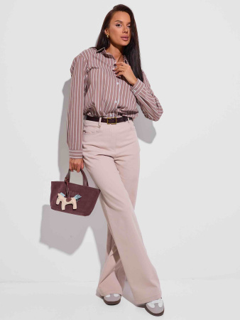 Джинсы трубы женские, бежевые